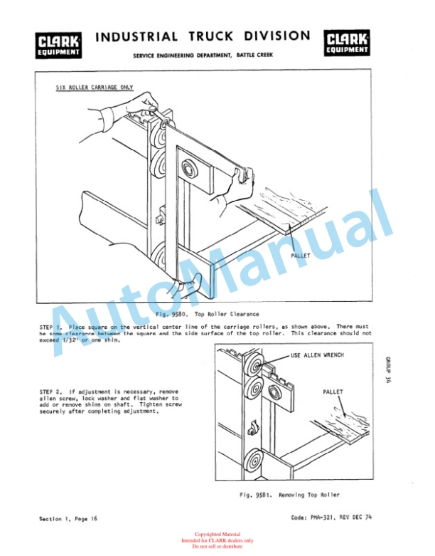 Clark C500 Y60, C500 Y100 Planned Maintenance and Adjustment Procedures Manual PMA-452-2
