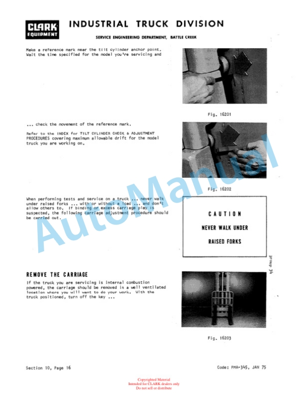Clark C500 Y60, C500 Y100 Planned Maintenance and Adjustment Procedures Manual PMA-452-3