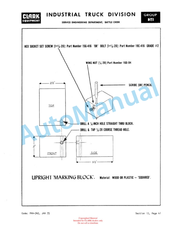 Clark C500 Y60, C500 Y100 Planned Maintenance and Adjustment Procedures Manual PMA-452-4
