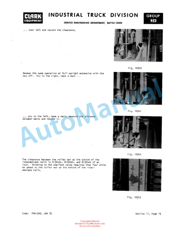 Clark C500 Y60, C500 Y100 Planned Maintenance and Adjustment Procedures Manual PMA-452-5