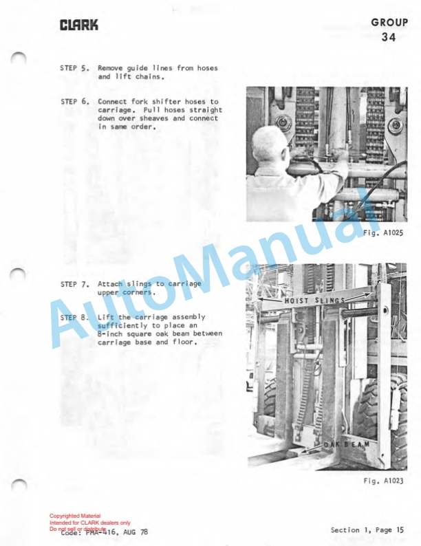 Clark C500 Y800 Planned Maintenance and Adjustment Procedures Manual PMA-416-3