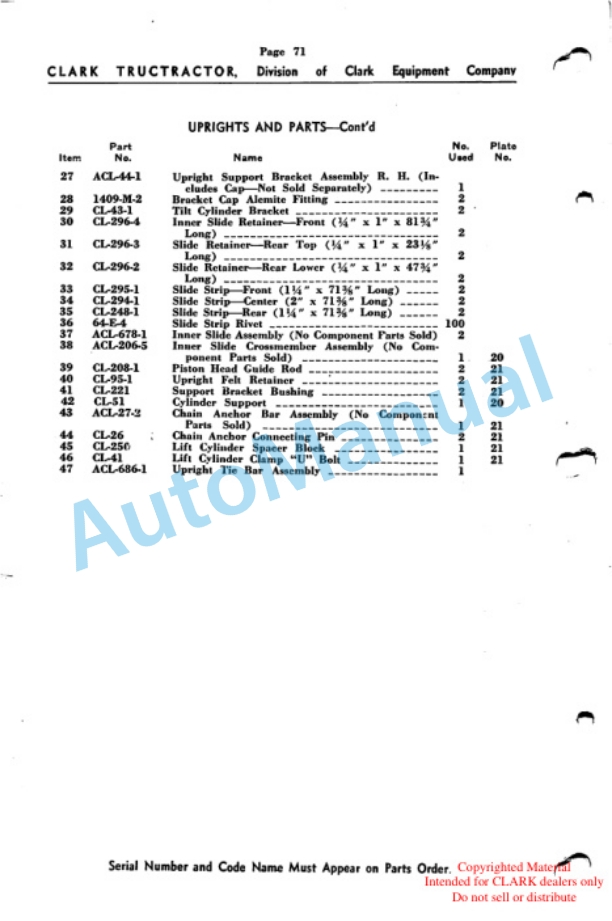 Clark Carloader For Codes Ware, Stack, Top and Top-Fisher Parts and Instruction Book-4