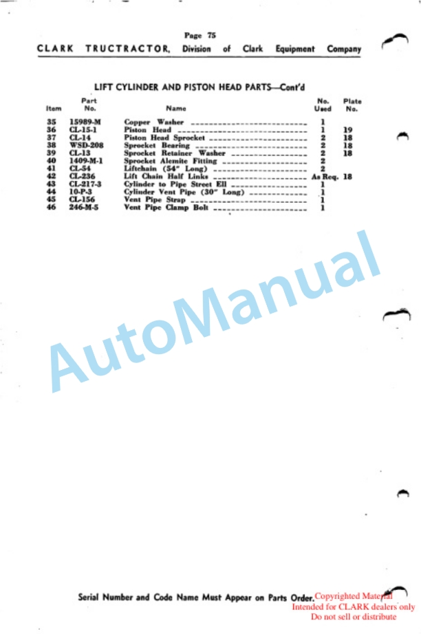 Clark Carloader For Codes Ware, Stack, Top and Top-Fisher Parts and Instruction Book-5