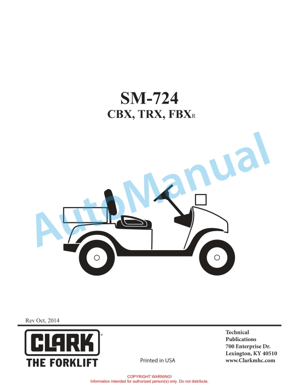 Clark CBX, TRX, FBX Electric Burden Carrier Service Manual SM-724