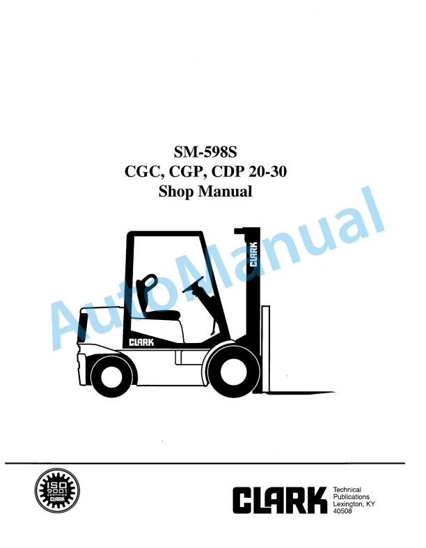Clark CGC, CGP, CDP 20-30 Shop Manual SM-598S