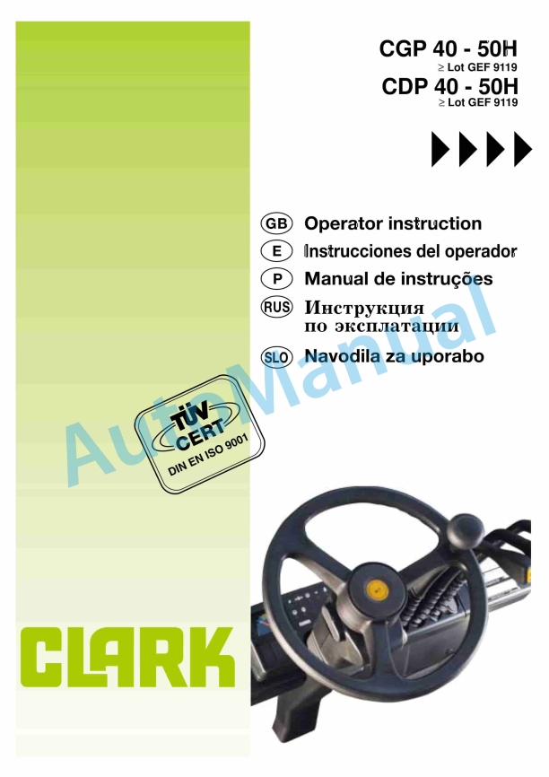 Clark CGP, CDP 40-50H Operator Instructions OI-772