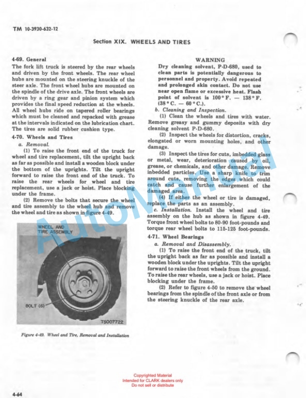 Clark Clark Mode 2329397 Truck, Lift, Fork, Gasoline Technical Manual TM10-3930-632-12-3