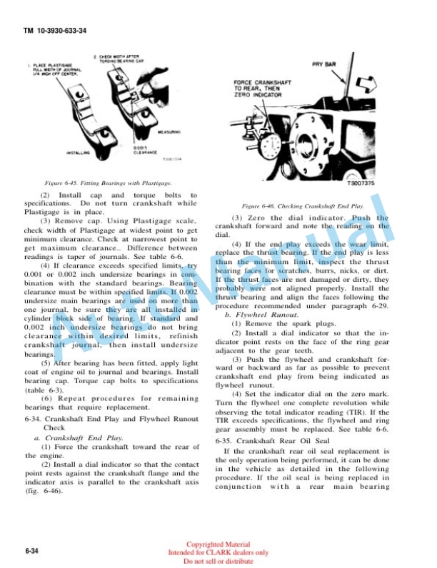 Clark Clark Mode 2330237 Truck, Lift, Fork, Gasoline Technical Manual TM10-3930-633-34-2