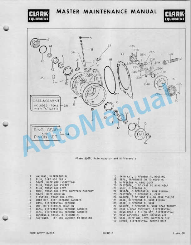 Clark Clarklift 40 B Operator Maintenance Parts Manual O-212-4