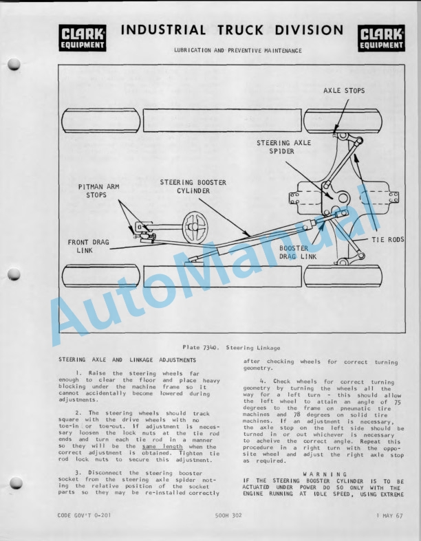 Clark Clarklift 40 B Operator Maintenance Parts Manual O-213-2