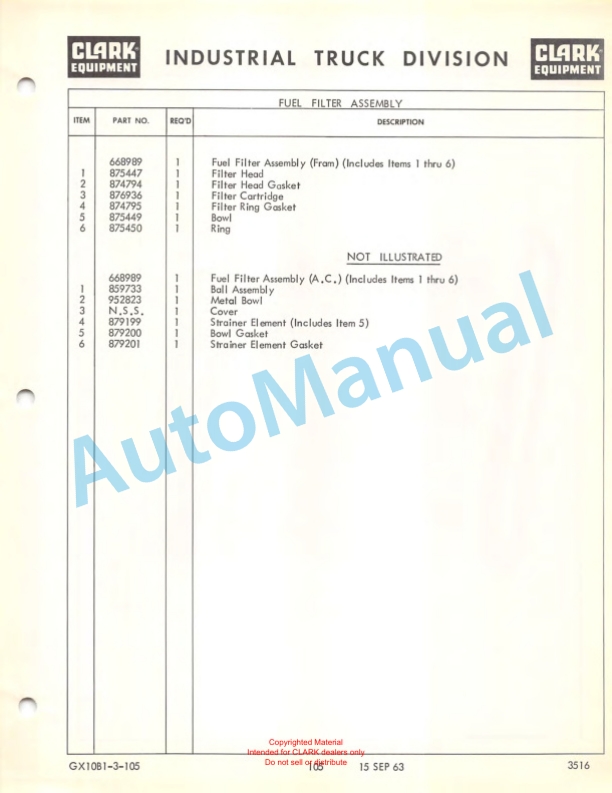 Clark Clarklift 40B Maintenance Manual and Parts Book GX 10B1-3-4