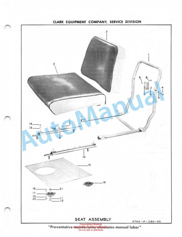 Clark Clarklift 50 B Maintenance Manual and Parts Book X10B2-2