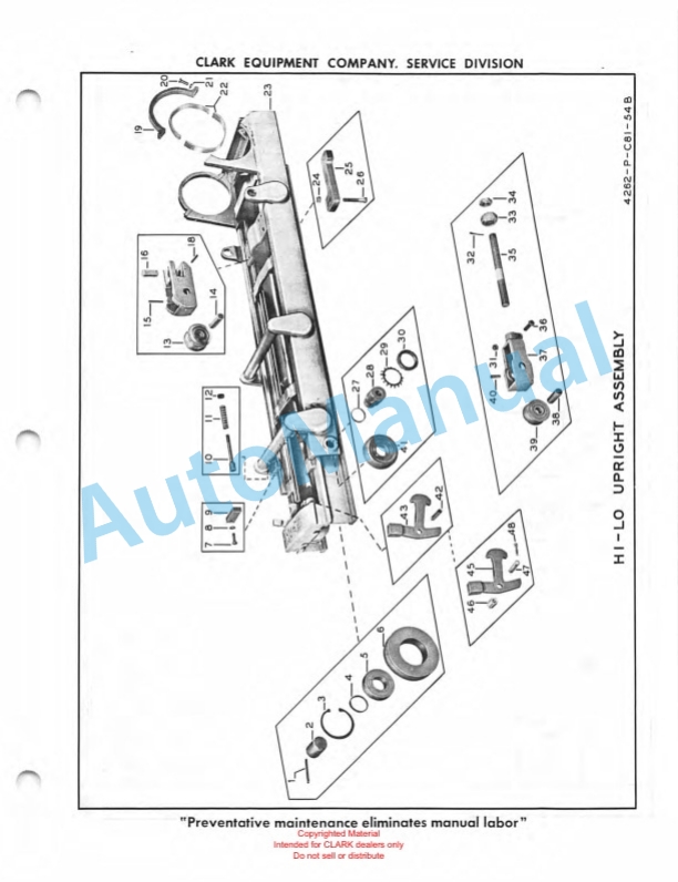Clark Clarklift 50 B Maintenance Manual and Parts Book X10B2-5