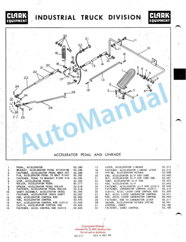 Clark Clarklift 60B Maintenance Manual and Parts Book GX 134B-3