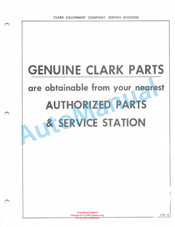 Clark Clarklift 60B Maintenance Manual and Parts Book GX 134B2-2