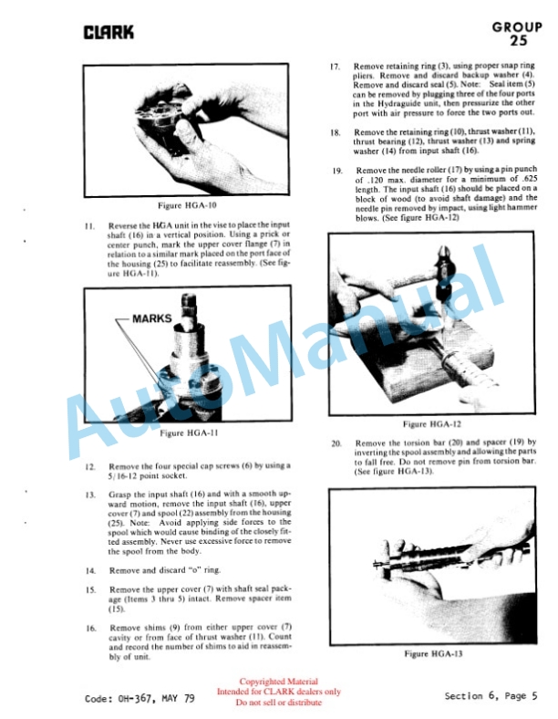 Clark Clarklift C500 Overhaul Instructions OH-428-3