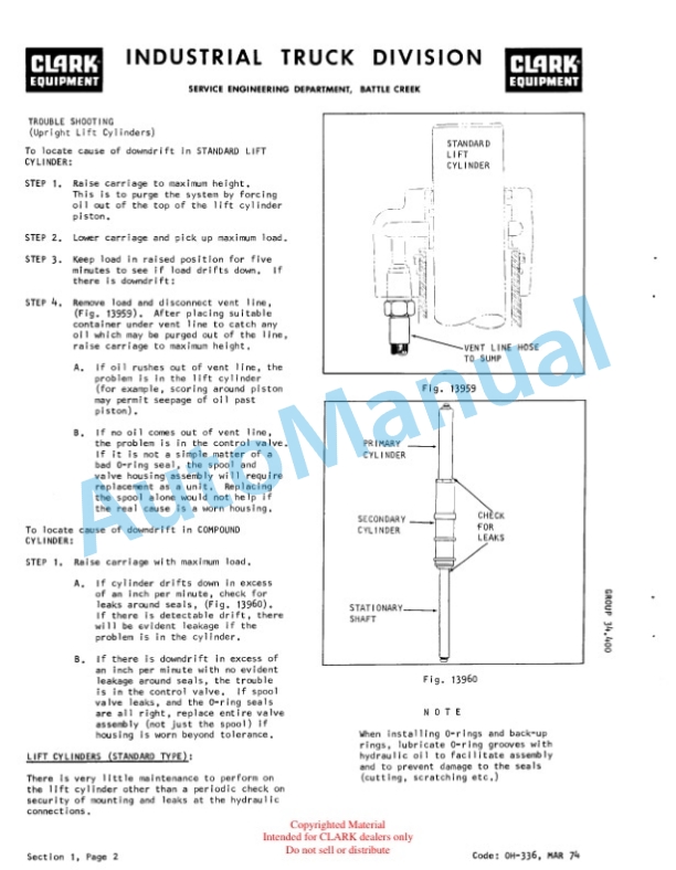 Clark Clarklift C500 Overhaul Instructions OH-428-5