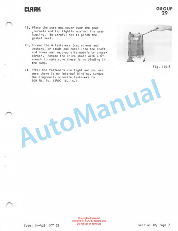 Clark Clarklift C500 Overhaul Instructions OH-429-4