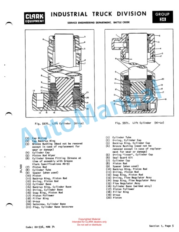 Clark Clarklift C500 Overhaul Instructions OH-429-5