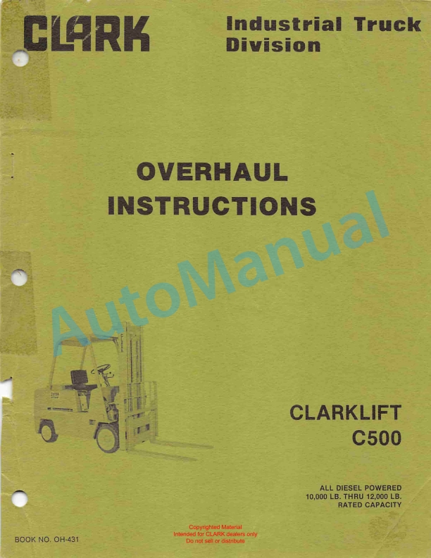 Clark Clarklift C500 Overhaul Instructions OH-431