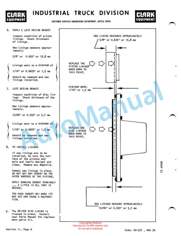 Clark Clarklift C500 Overhaul Instructions OH-431-2