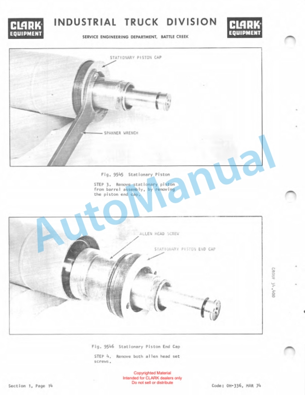 Clark Clarklift C500 Overhaul Instructions OH-431-5