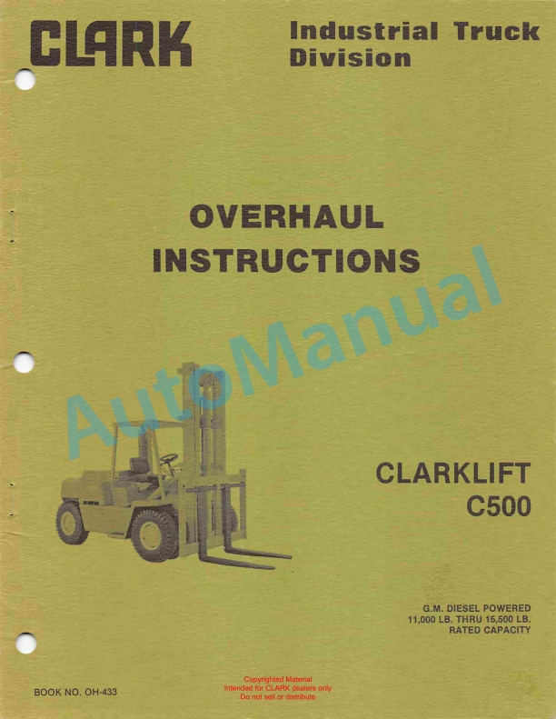 Clark Clarklift C500 Overhaul Instructions OH-433