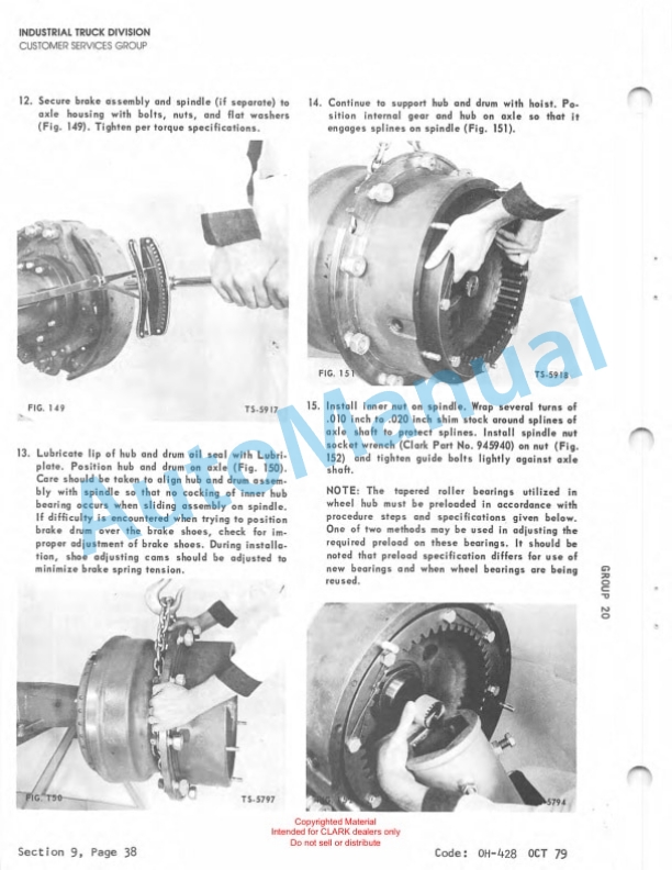 Clark Clarklift C500 Overhaul Instructions OH-433-2