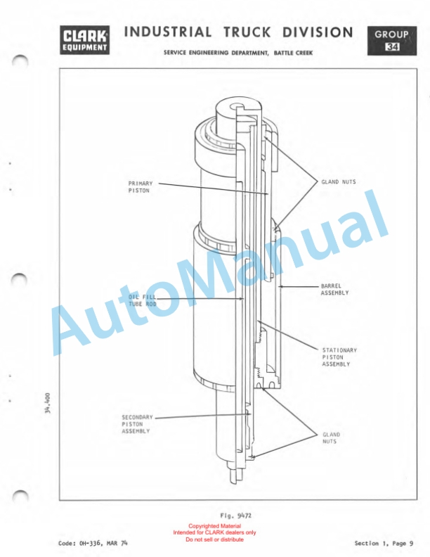 Clark Clarklift C500 Overhaul Instructions OH-433-5