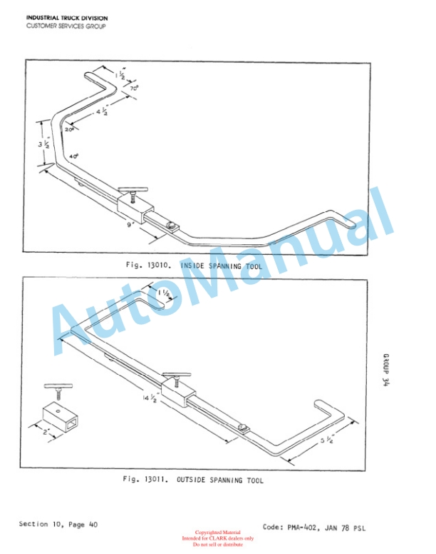 Clark Clarklift C500 Planned Maintenance and Adjustment Procedures Manual PMA-534-4