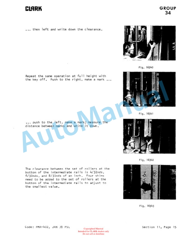 Clark Clarklift C500 Planned Maintenance and Adjustment Procedures Manual PMA-534-5