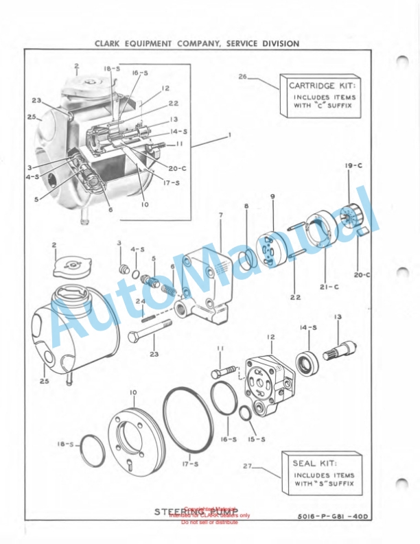 Clark Clarklift CFY 40B Maintenance Manual and Parts Book GX 108A1-3
