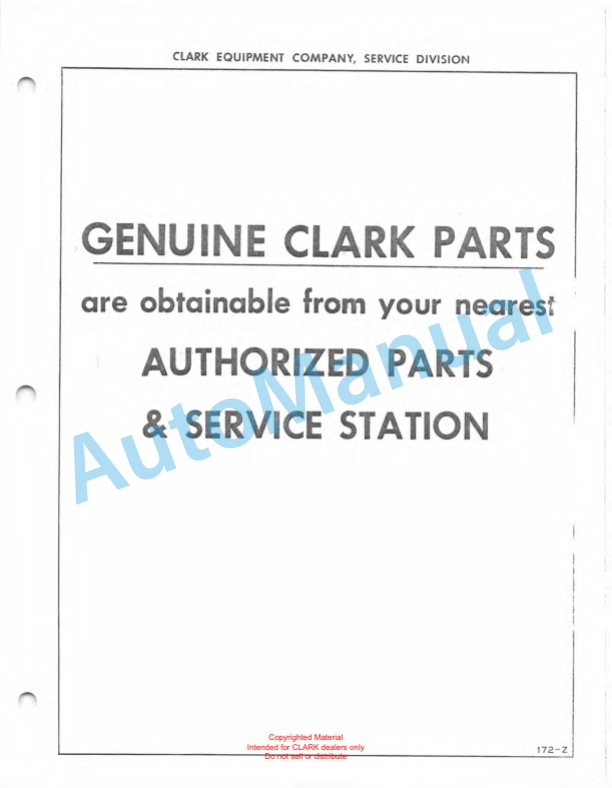 Clark Clarklift CFY 40B Maintenance Manual and Parts Book GX 108A2-2