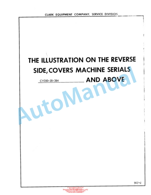 Clark Clarklift CY 350 Maintenance Manual and Parts Book 83A-3
