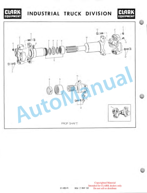 Clark Clarklift CY 350B - 500B Maintenance Manual and Parts Book 83BD-2