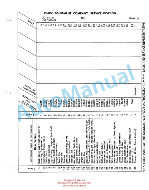 Clark Clarklift CY 40 Maintenance Manual and Parts Book X28A-4