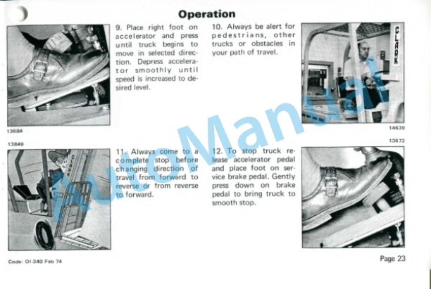 Clark Clarklift Electric EC-60, EC-70, EC-80 B 36-48 Volt Operator Instructions OI-340-4