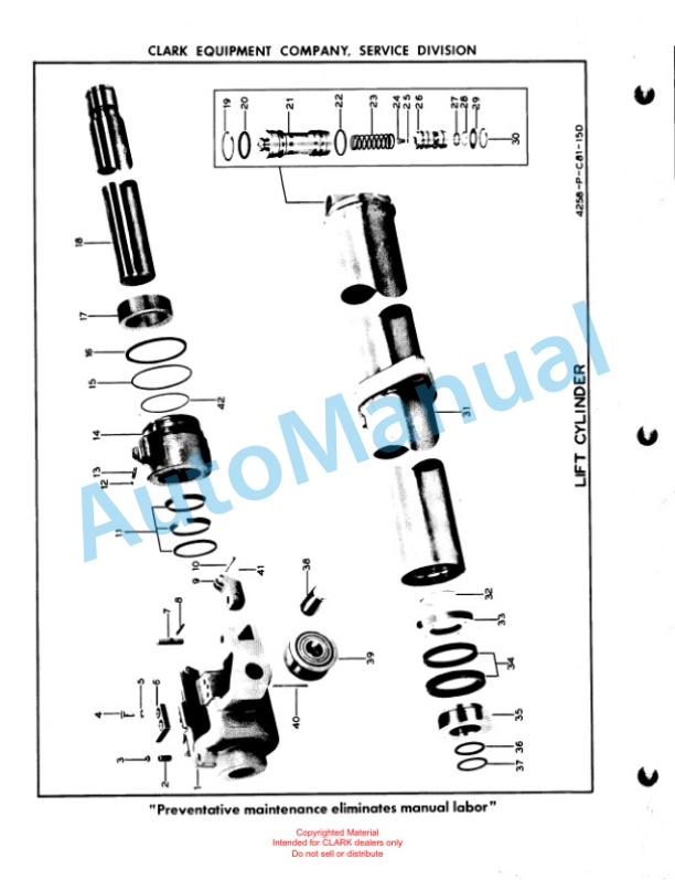 Clark Clarklift F30B Maintenance Manual and Parts Book X6B-4