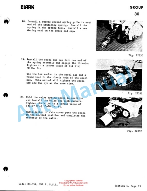 Clark Clarklift G.M Diesel Powered Overhaul Instructions OH-396-5