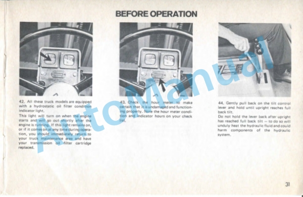 Clark Clarklift H 500 Y 20, 25, 30 Model Operator Instructions OI-349-3