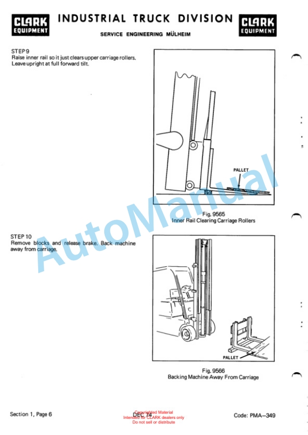 Clark Clarklift H 500 Y Hydrotatic Drive Diesel Planned Maintenance and Adjustment Procedures Manual PMA-380-3