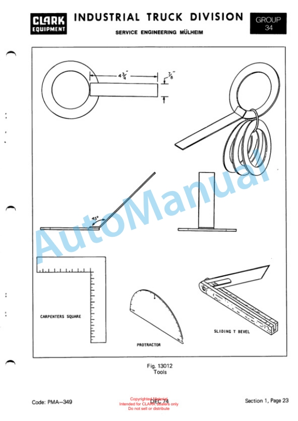 Clark Clarklift H 500 Y Hydrotatic Drive Diesel Planned Maintenance and Adjustment Procedures Manual PMA-380-4