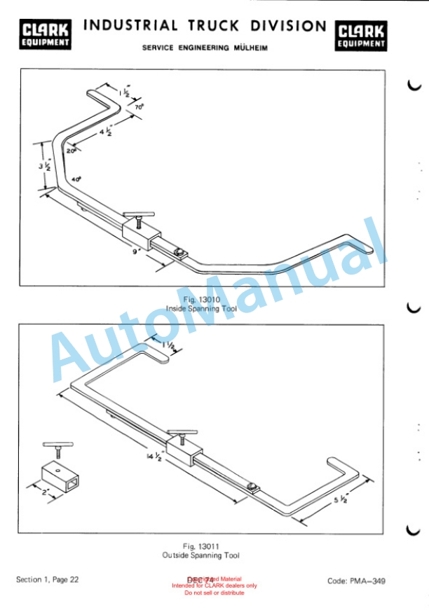 Clark Clarklift H 500 Y Hydrotatic Drive Gas-LPG Planned Maintenance and Adjustment Procedures Manual PMA-349-4