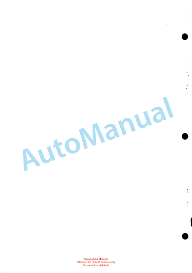 Clark Clarklift H 500 Y Hydrotatic Drive Gas-LPG Planned Maintenance and Adjustment Procedures Manual PMA-349-5