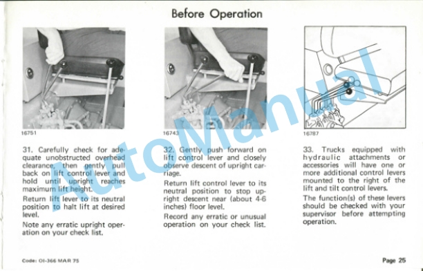 Clark Clarklift IT-40B Operator Instructions OI-366-3