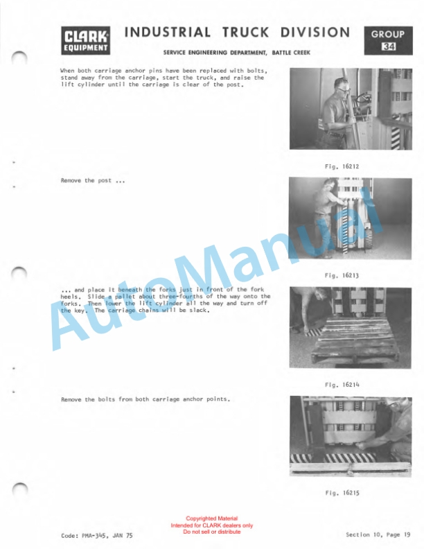 Clark Clarklift IT-40B Planned Maintenance and Adjustment Procedures Manual PMA-366-3