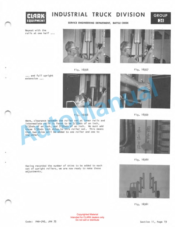 Clark Clarklift IT-40B Planned Maintenance and Adjustment Procedures Manual PMA-366-5