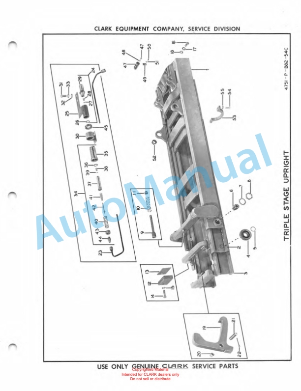 Clark Clarklift Model CF30B Parts Book X111B 790-5