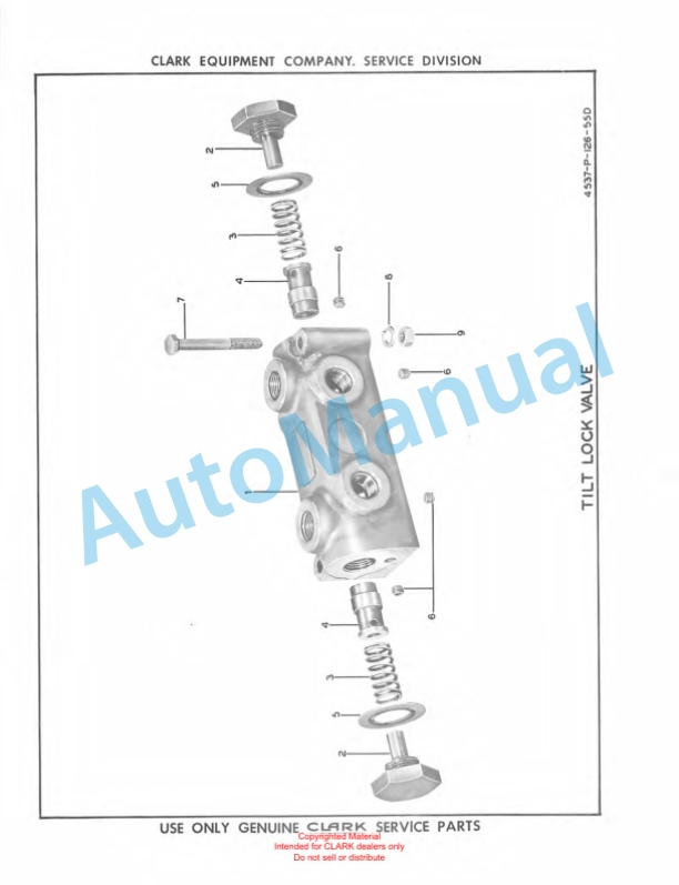 Clark Clarklift Model CFY 60 Maintenance Manual and Parts Book X32A 729-4