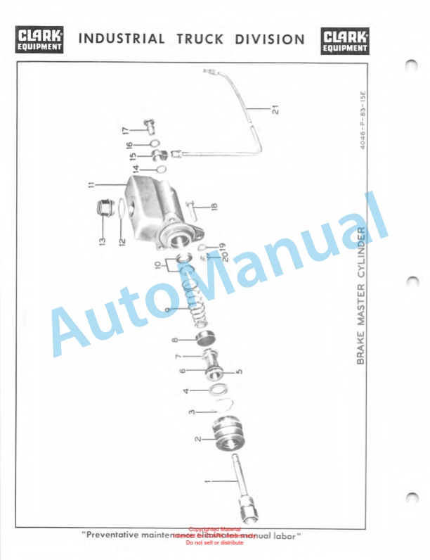 Clark Clarklift Model CY 165 Maintenance Manual and Parts Book X58A-4